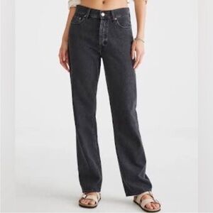 AERO Aeropostale Woman’s High Rise Baggy Straight Leg Black Wash Jeans Size 12